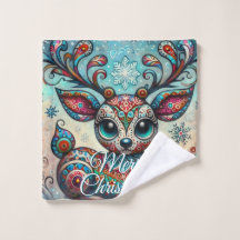 Grote Ogen Kerst Reindeer Folk Art Persoonlijk