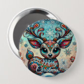 Grote Ogen Kerst Rendier Folk Art Persoonlijk Ronde Button 4,0 Cm (Voorkant /achterkant)