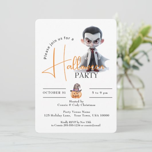 GROTE OGIGE DRACULA, HALLOWEENPARTY KAART (Staand voorkant)