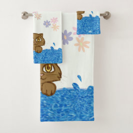 Grote Ogige Kat in Badwater Bad Handdoek
