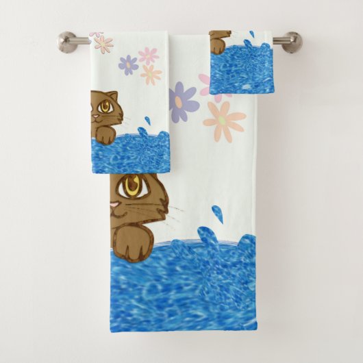 Grote Ogige Kat in Badwater Bad Handdoek (Insitu)