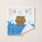 Grote Ogige Kat in Badwater Bad Handdoek (Wasdoekje)