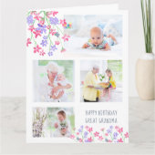 Grote Oma 4 Foto Ditsy Roze Bloemen Verjaardag Kaart (Voorkant)