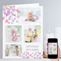 Grote Oma 4 Foto Ditsy Roze Bloemen Verjaardag
