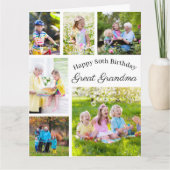Grote Oma 6 Fotocollage Alle Leeftijd Grote Verjaa Kaart (Voorkant)