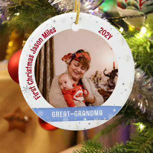Grote Oma Baby Gepersonaliseerde Eerste Xmas Foto Keramisch Ornament