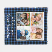 Grote Oma Blauwe Buffel Plaid 4 Fotocollage Fleece Deken (Voorkant (Horizontaal))