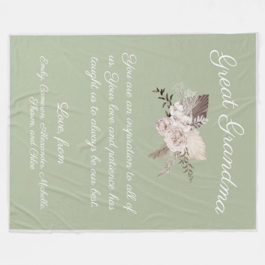 Grote oma-boodschap van de Kinder Boho Bouquet Fleece Deken (Voorkant (Horizontaal))