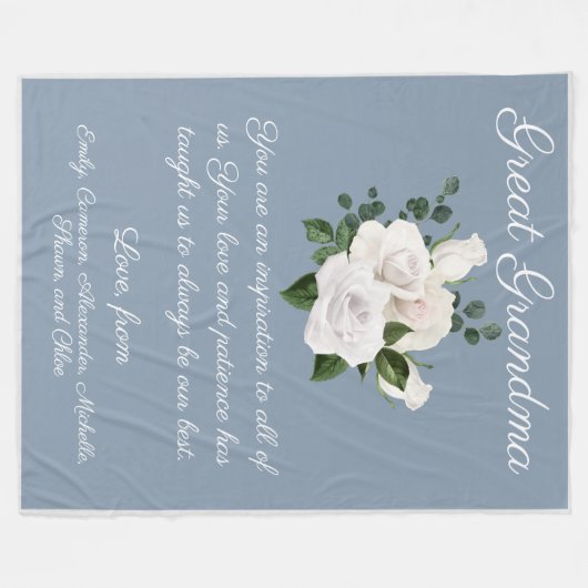 Grote oma-boodschap van Kinder witte rozen Fleece Deken (Voorkant (Horizontaal))