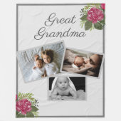 Grote oma Custom Kind foto's Fleece Deken (Voorkant)