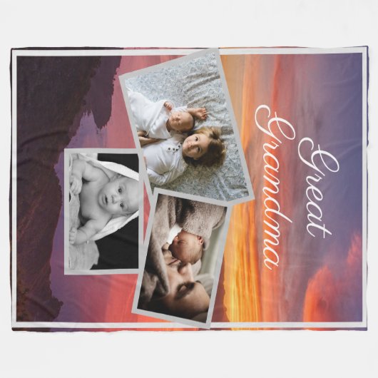 Grote oma Custom Kind foto's over zonsopgang Fleece Deken (Voorkant (Horizontaal))