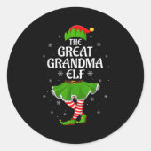 Grote Oma Elf Kerst Familie Meisjes Vrouwen Elf Ronde Sticker (Voorkant)
