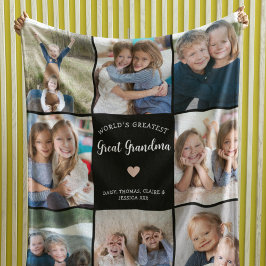 Grote Oma Gepersonaliseerde Fotocollage Modern Fleece Deken