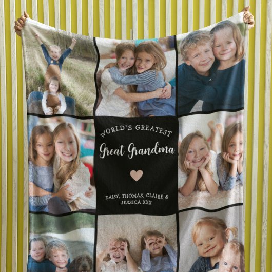 Grote Oma Gepersonaliseerde Fotocollage Modern Fleece Deken