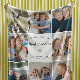 Grote Oma Gepersonaliseerde Fotocollage Modern Fleece Deken