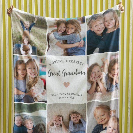 Grote Oma Gepersonaliseerde Fotocollage Modern Fleece Deken