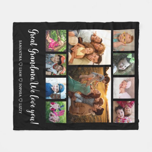 Grote Oma Gift Kleinkinderen 10 Foto Collage Fleece Deken (Voorkant (Horizontaal))