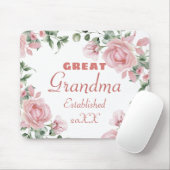Grote Oma Jaar Opgericht Custom Roze Rozen Muismat (Met muis)