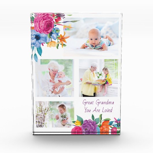 Grote oma Je bent geliefd Levendige Bloemen Fotoblokken (Voorkant)