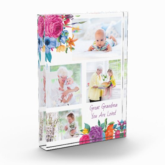 Grote oma Je bent geliefd Levendige Bloemen Fotoblokken (Links)