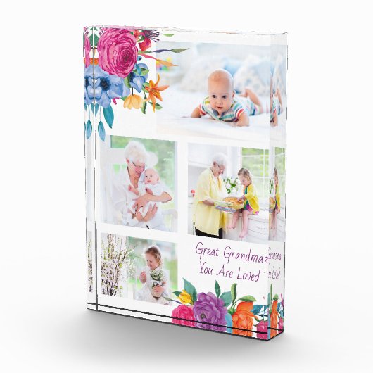 Grote oma Je bent geliefd Levendige Bloemen Fotoblokken (Rechts)