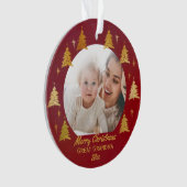Grote Oma Kerstmis Foto Rood en Goud Ornament (voorkant)