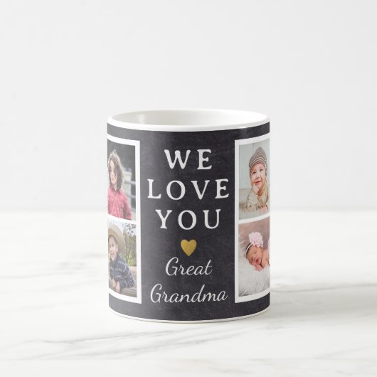 Grote Oma Kleinkinderen 4 Fotocollage Koffiemok (Center)
