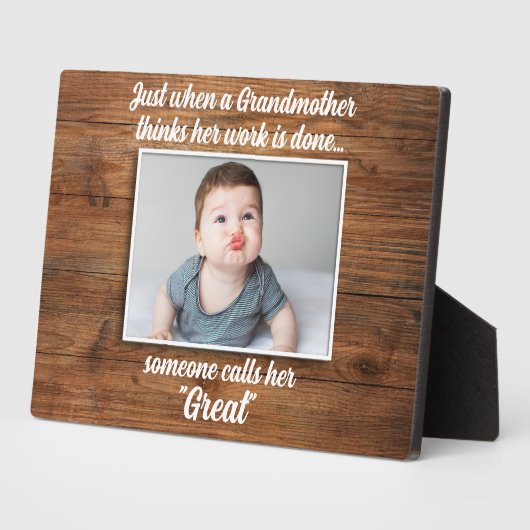 Grote Oma Modern Hout Elegante Kleinkinderen Foto Fotoplaat (Zijkant)