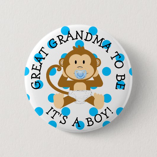 Grote oma om Aap Baby shower Button te zijn (Voorkant)