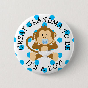 Grote oma om Aap Baby shower Button te zijn