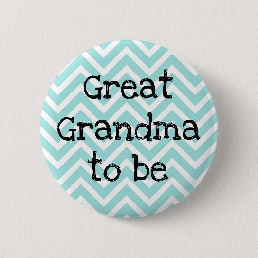 Grote oma om blauwgroen Chevron Baby shower speld  Ronde Button 5,7 Cm (Voorkant)