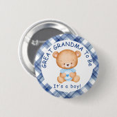 GROTE OMA om Blue Plaid Baby shower te zijn Ronde Button 5,7 Cm (Voorkant /achterkant)