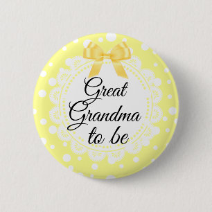 Grote oma om geel polka dot douche Button te zijn