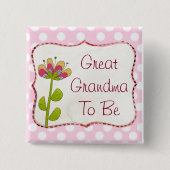 Grote Oma om Pink Flower Baby shower Button te zij (Voorkant)