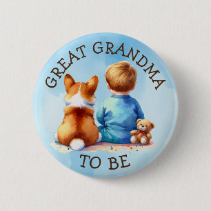 Grote oma om te worden   Baby shower van jongen Ronde Button 5,7 Cm