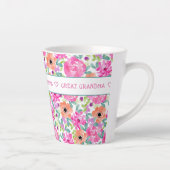 Grote Oma Overal Bloemen Roze Sinaasappel Groen Latte Mok (Rechts)