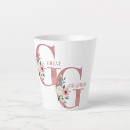 Grote Oma Roze Glitter Bloem Letters Latte Mok