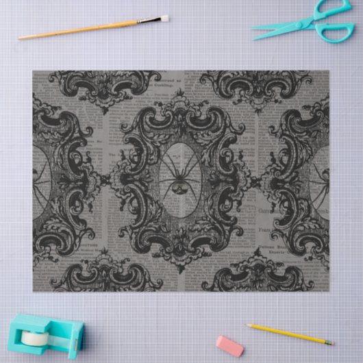 Grote omhulde spin op donkergrijze ontkoppeling tissuepapier (Craft)