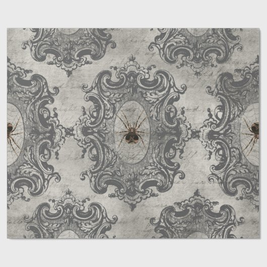 Grote omhulde spin op lichte grijs cadeaupapier (Vlak)