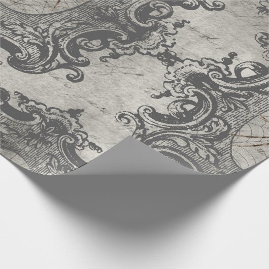 Grote omhulde spin op lichte grijs cadeaupapier (Hoek)