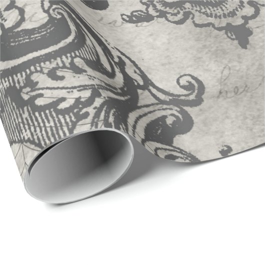 Grote omhulde spin op lichte grijs cadeaupapier (Rol Hoek)