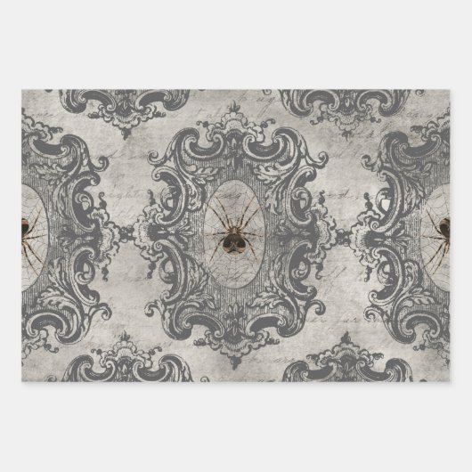 Grote omhulde spin op lichte grijs inpakpapier vel (Voorkant)