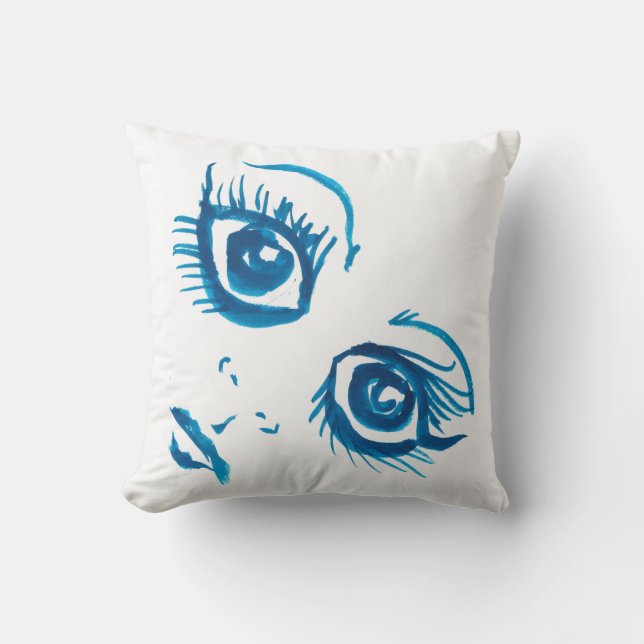 Grote Oog Blauw Print Kussen (Voorkant)
