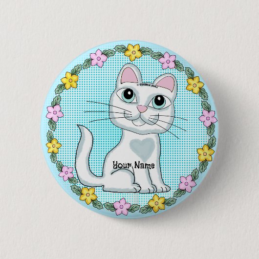 Grote Oog Kitten Kat Ronde Button 5,7 Cm (Voorkant)