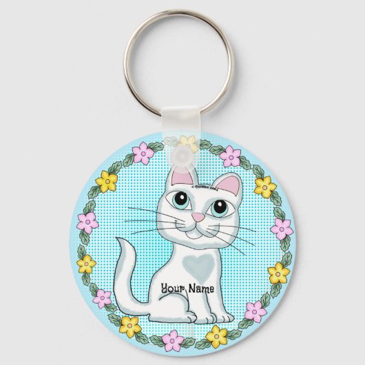 Grote Oog Kitten Kat Sleutelhanger (Voorkant)