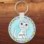 Grote Oog Kitten Kat Sleutelhanger (Voorkant)