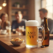 Grote op maat gemaakte monogram initiaal matglas bierpul