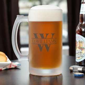 Grote op maat gemaakte monogram initiaal matglas bierpul