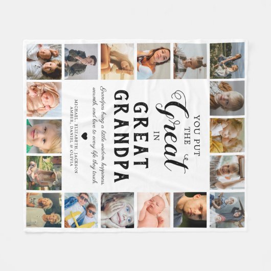 Grote Opa Foto Fleece Deken (Voorkant (Horizontaal))