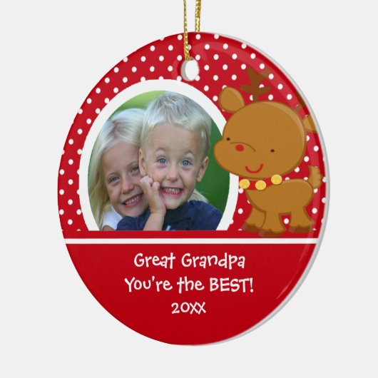 Grote Opa Foto Rendier Kerst Ornament (Links)